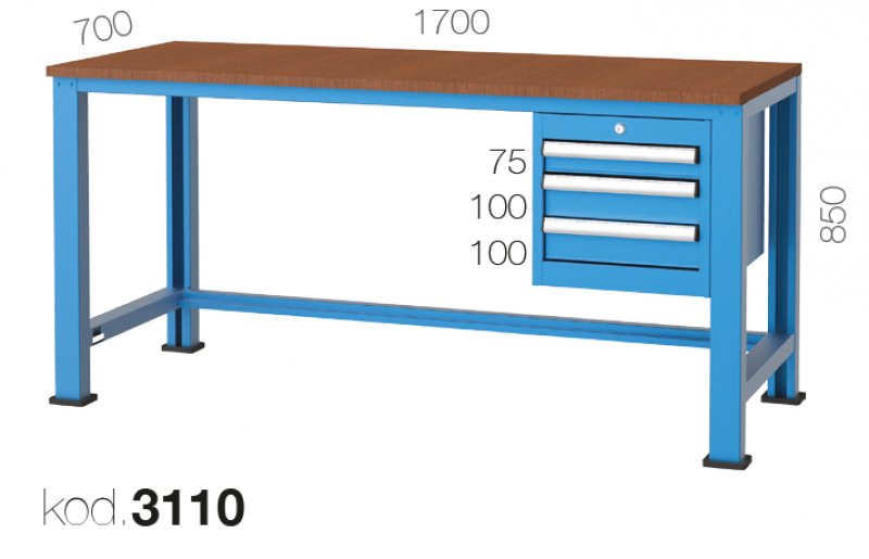 3110 - 3 ÇEKMECELİ ÇALIŞMA TEZGAHI